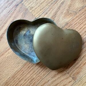 Vintage Brass Trinket Box Heart Shape Lidded Brass Heart Jewelry Box